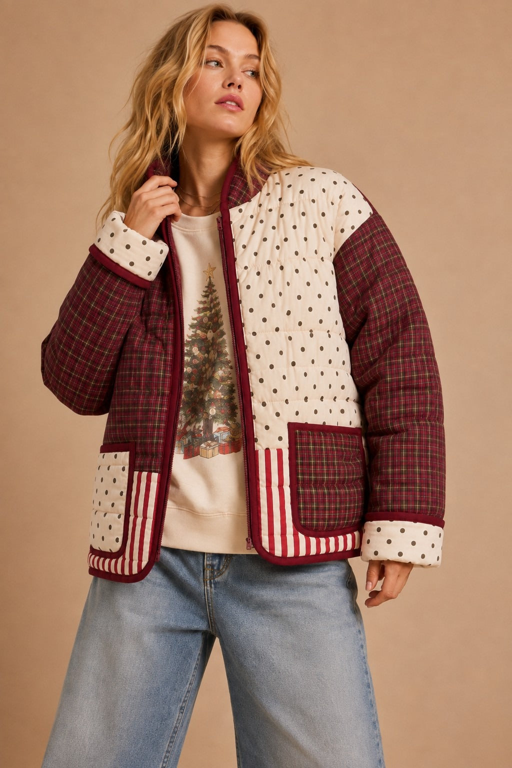 Mix & Mingle Patchwork Quilted Puffer Jacket