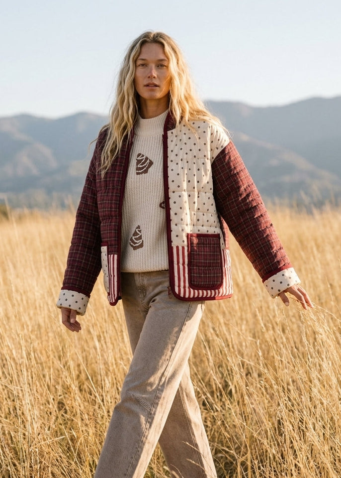 Mix & Mingle Patchwork Quilted Puffer Jacket