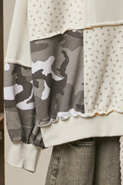Mixed Signals Multi-Fabric Camo Patchwork Pullover
