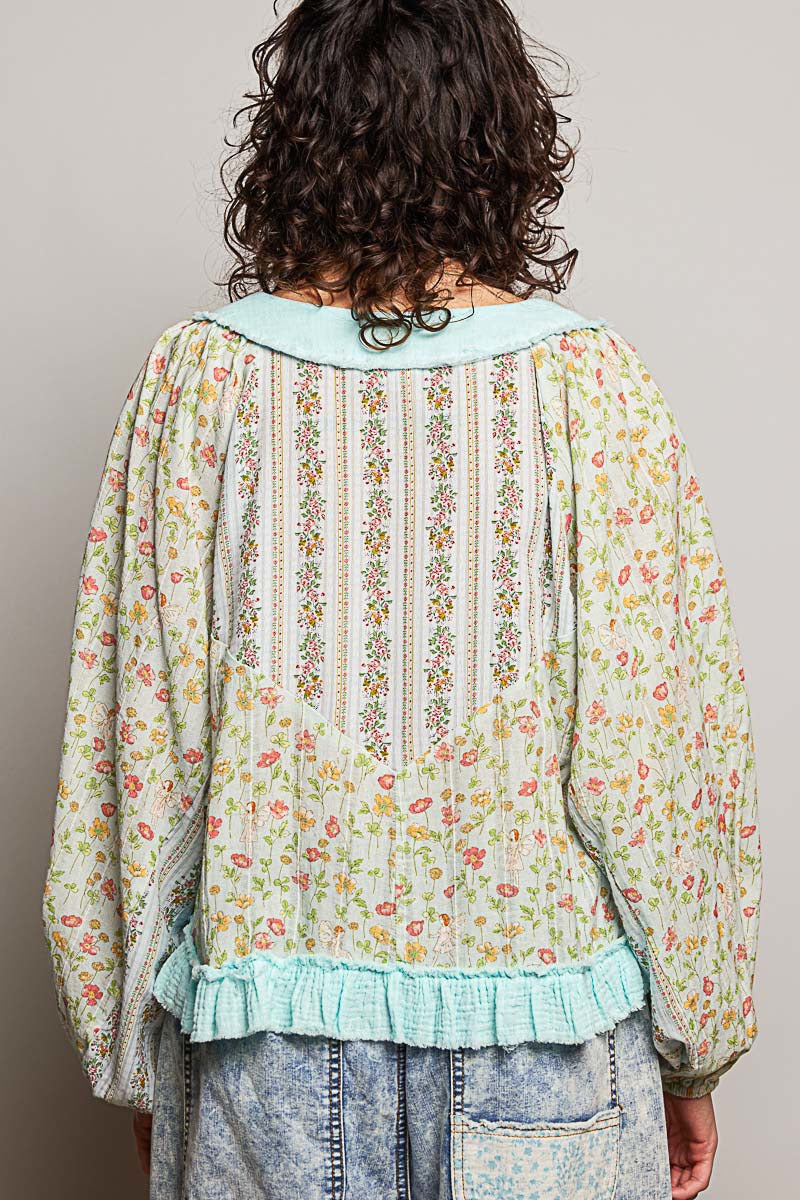 Nell Lace-Up Patchwork Top