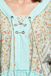 Nell Lace-Up Patchwork Top