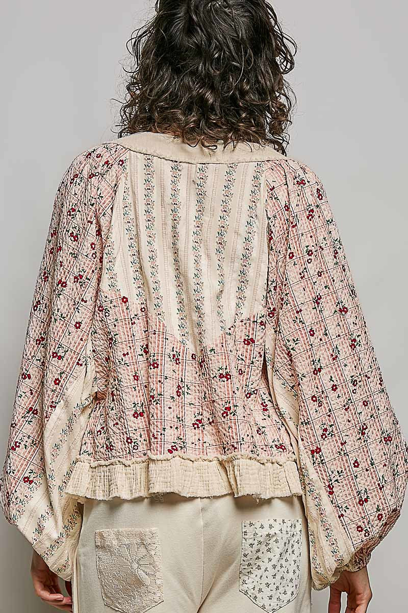 Nell Lace-Up Patchwork Top