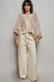 Nell Lace-Up Patchwork Top