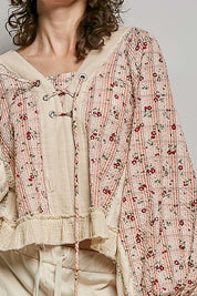 Nell Lace-Up Patchwork Top