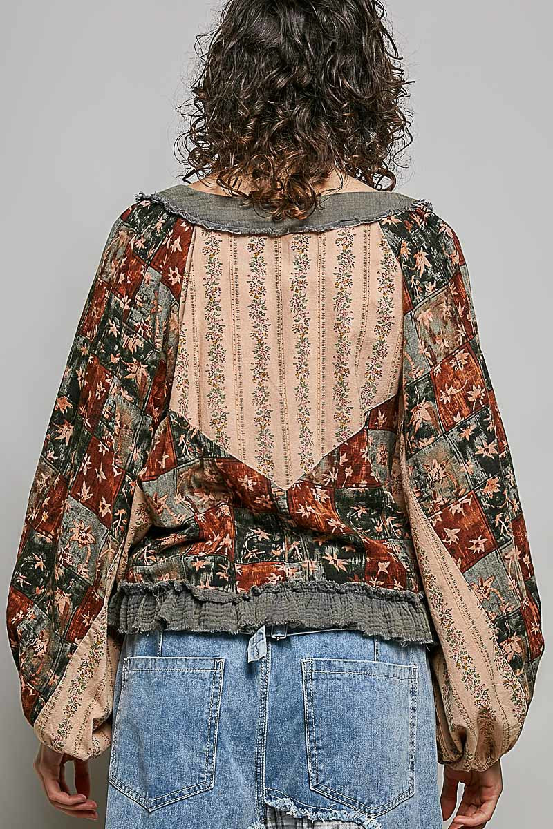 Nell Lace-Up Patchwork Top