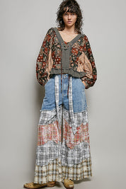 Nell Lace-Up Patchwork Top