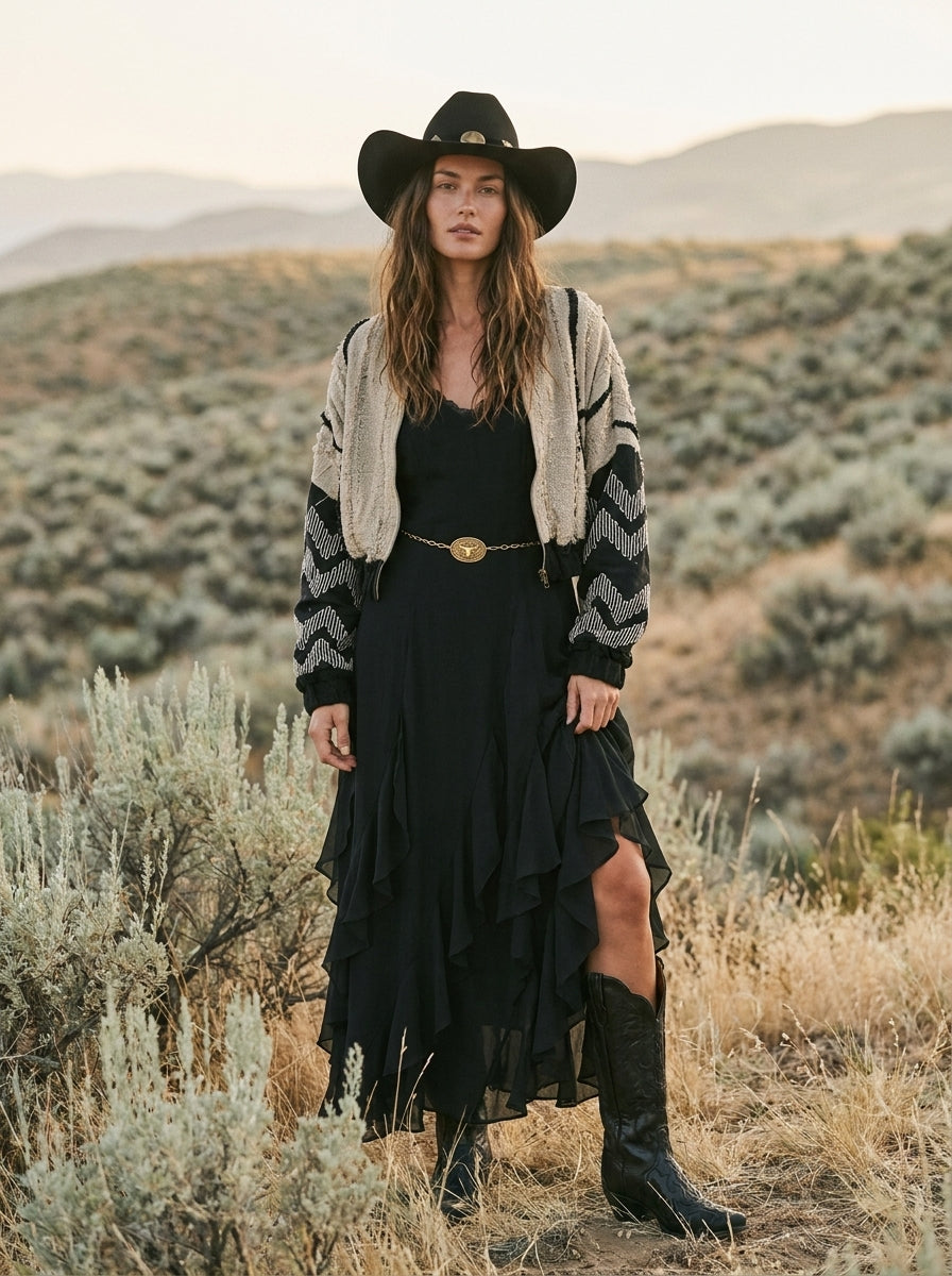 Nocturne Lace V-Neck Cascading Maxi Dress