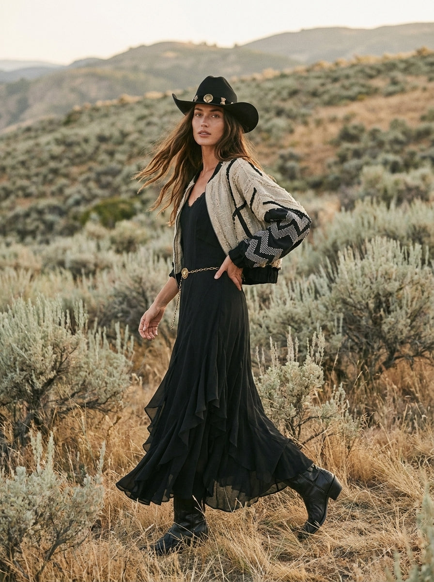 Nocturne Lace V-Neck Cascading Maxi Dress