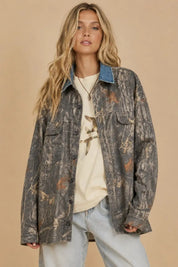 Oak Creek Denim Collar Camo Shacket