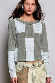Odd Ends Waffle Knit Patchwork Top