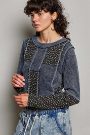 Odd Ends Waffle Knit Patchwork Top