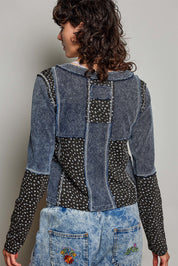 Odd Ends Waffle Knit Patchwork Top