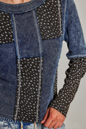 Odd Ends Waffle Knit Patchwork Top