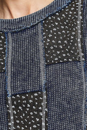 Odd Ends Waffle Knit Patchwork Top