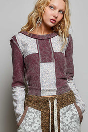 Odd Ends Waffle Knit Patchwork Top