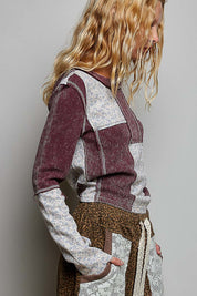 Odd Ends Waffle Knit Patchwork Top