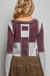Odd Ends Waffle Knit Patchwork Top