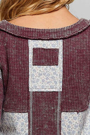 Odd Ends Waffle Knit Patchwork Top
