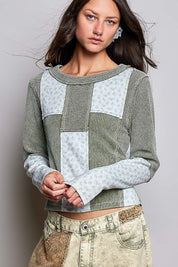 Odd Ends Waffle Knit Patchwork Top