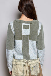 Odd Ends Waffle Knit Patchwork Top