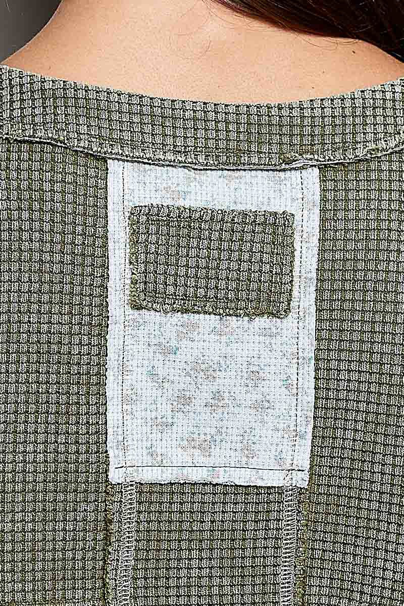 Odd Ends Waffle Knit Patchwork Top