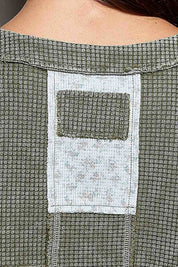 Odd Ends Waffle Knit Patchwork Top
