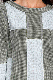 Odd Ends Waffle Knit Patchwork Top
