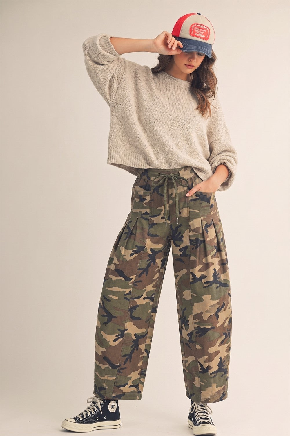 Outlander Relaxed Washed Wide Leg Camo Pants