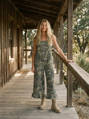 Outlaw Camo Ruffle Hem Wide Leg Jumpsuit