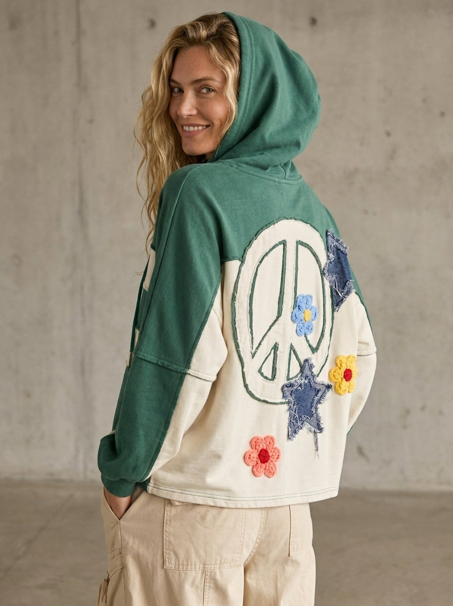 Peace Offering Oversized Color Block Hoodie