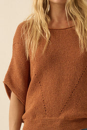 Pearce Short-Sleeve Pointelle Ribbed Knit Sweater