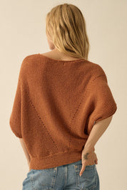 Pearce Short-Sleeve Pointelle Ribbed Knit Sweater