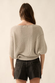 Pearce Short-Sleeve Pointelle Ribbed Knit Sweater