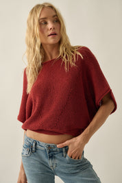 Pearce Short-Sleeve Pointelle Ribbed Knit Sweater