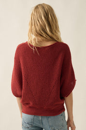Pearce Short-Sleeve Pointelle Ribbed Knit Sweater