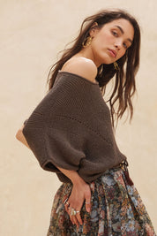Pearce Short-Sleeve Pointelle Ribbed Knit Sweater