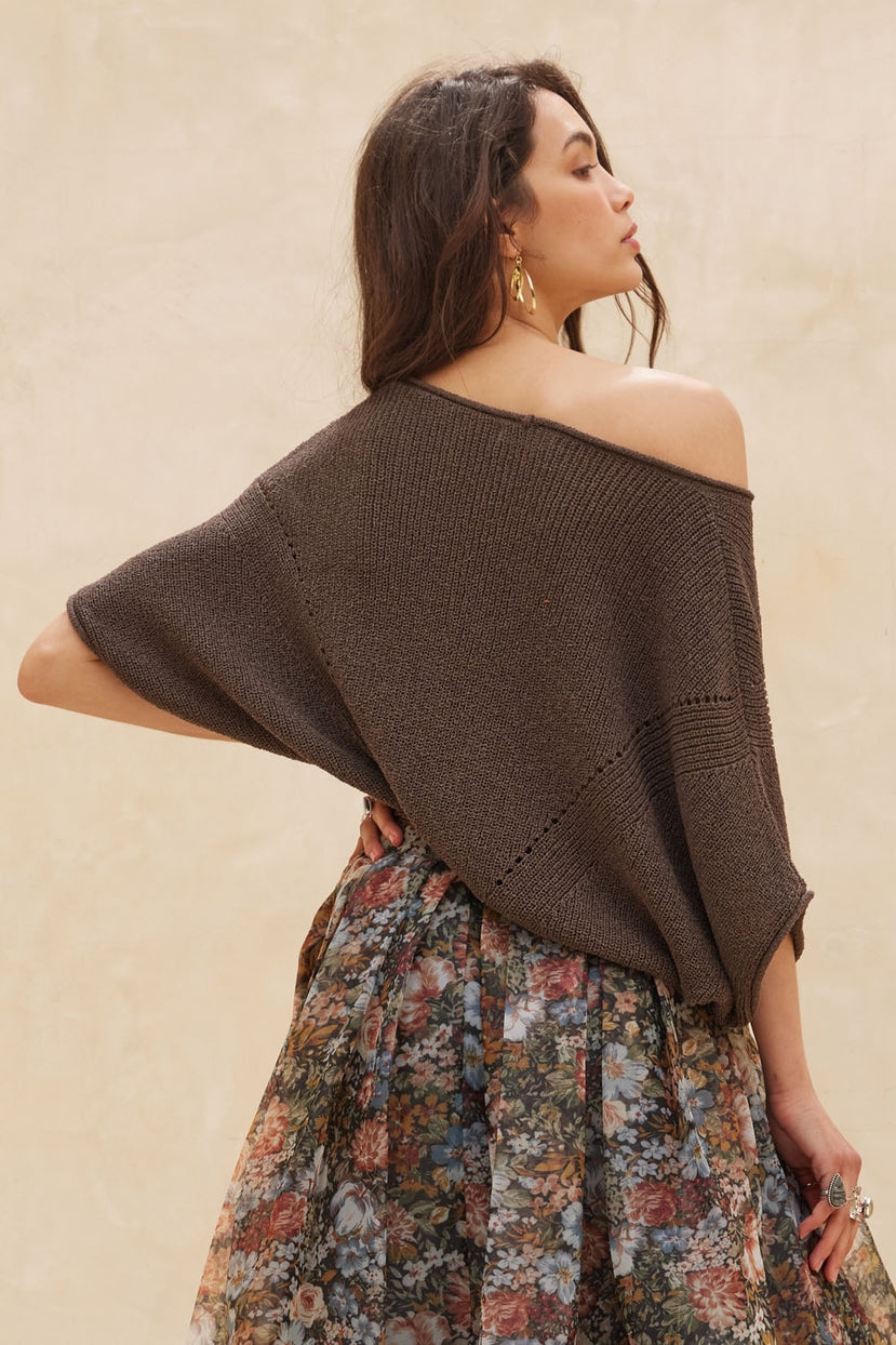 Pearce Short-Sleeve Pointelle Ribbed Knit Sweater