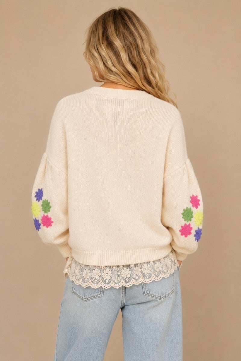Petal Pusher Round-Neck Sweater Top