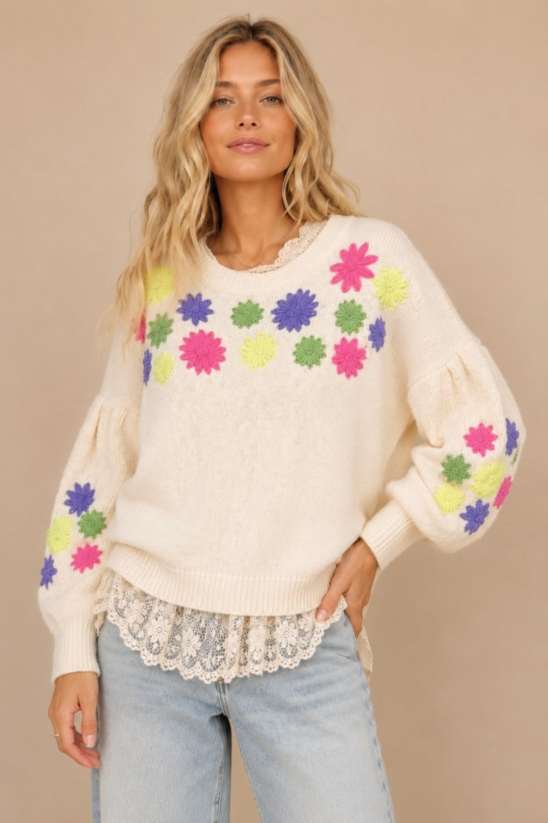 Petal Pusher Round-Neck Sweater Top