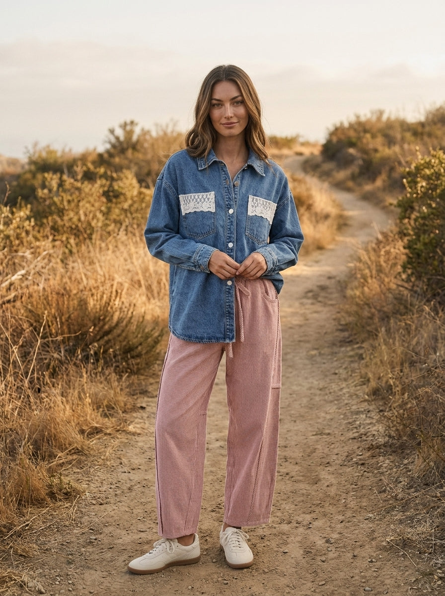 Porter Striped Linen-Blend Barrel Pants