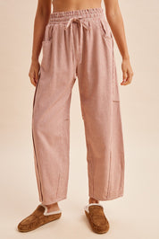 Porter Striped Linen-Blend Barrel Pants