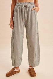 Porter Striped Linen-Blend Barrel Pants