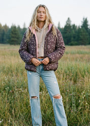 Posy Bow Print Puffer Jacket
