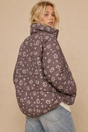 Posy Bow Print Puffer Jacket