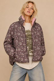 Posy Bow Print Puffer Jacket
