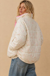 Posy Bow Print Puffer Jacket