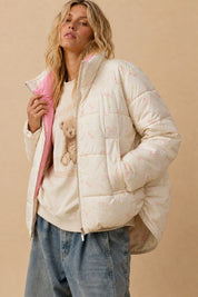 Posy Bow Print Puffer Jacket