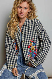 Posy Embroidered Gingham Jacket