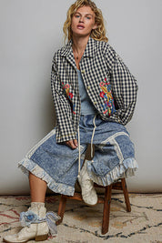 Posy Embroidered Gingham Jacket