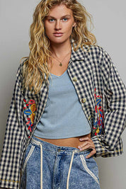 Posy Embroidered Gingham Jacket